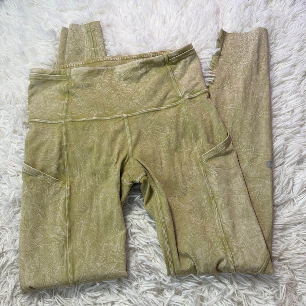 Lululemon Fast and Free High Rise Tight 25" *Ice Dye Ice Wash Hazel Green